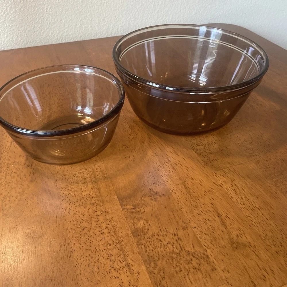 Anchor Amber Nesting Bowls Ovenware Set Mixing Bowls 1-Qt & 2.5 Qt Oven Safe